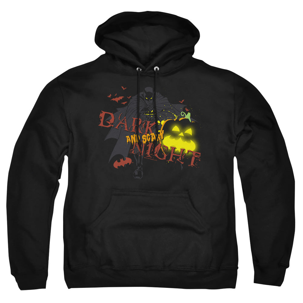 AN OFFCIALLY LICENSED BATMAN DARK AND SCARY NIGHT ADULT UNISEX PULLOVER HOODIE BLACK