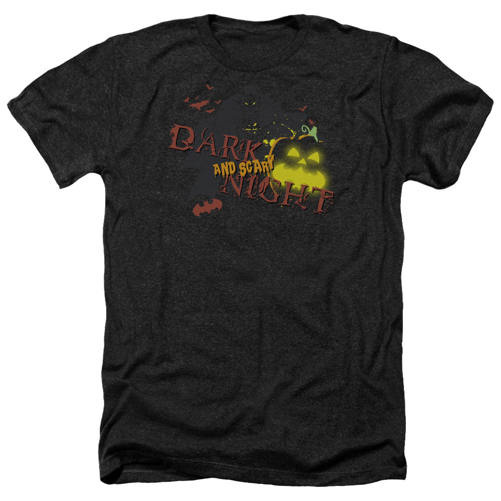 AN OFFCIALLY LICENSED BATMAN DARK AND SCARY NIGHT MEN'S HEATHER T-SHIRT CHARCOAL