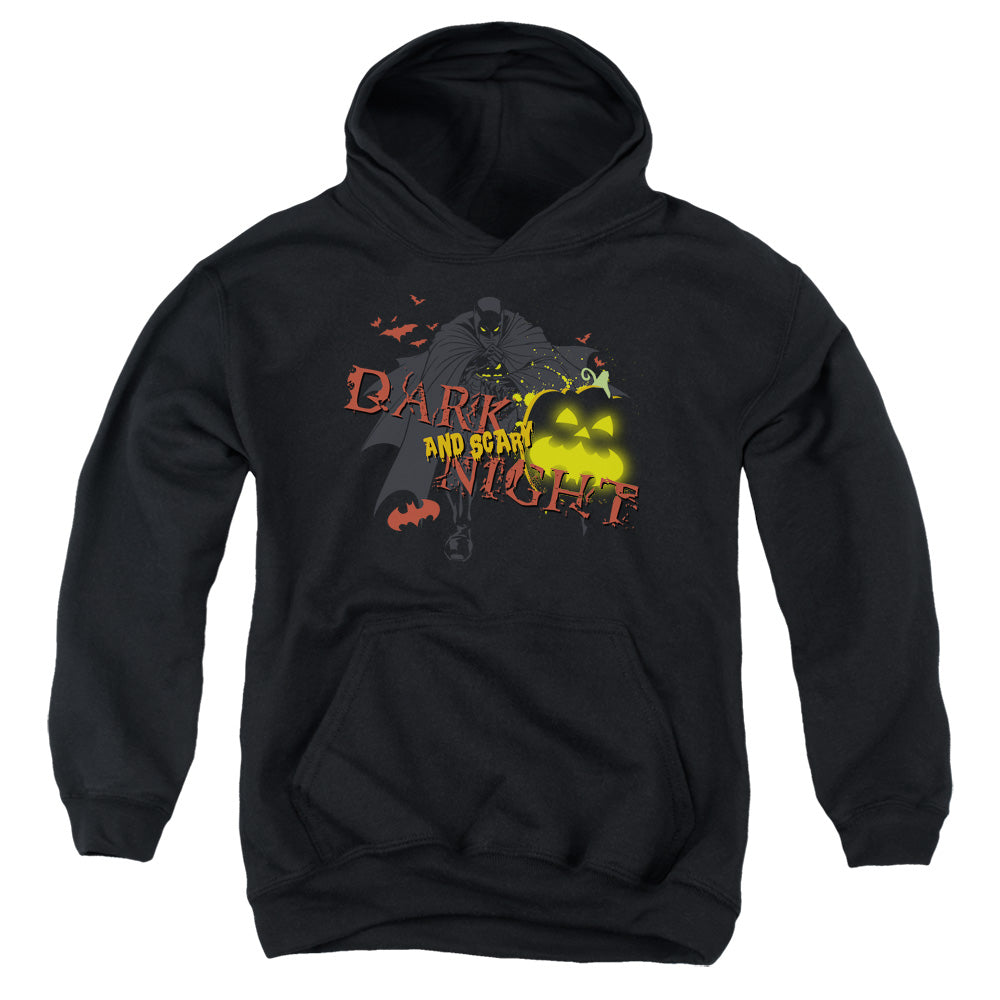 AN OFFCIALLY LICENSED BATMAN DARK AND SCARY NIGHT YOUTH HOODIE BLACK