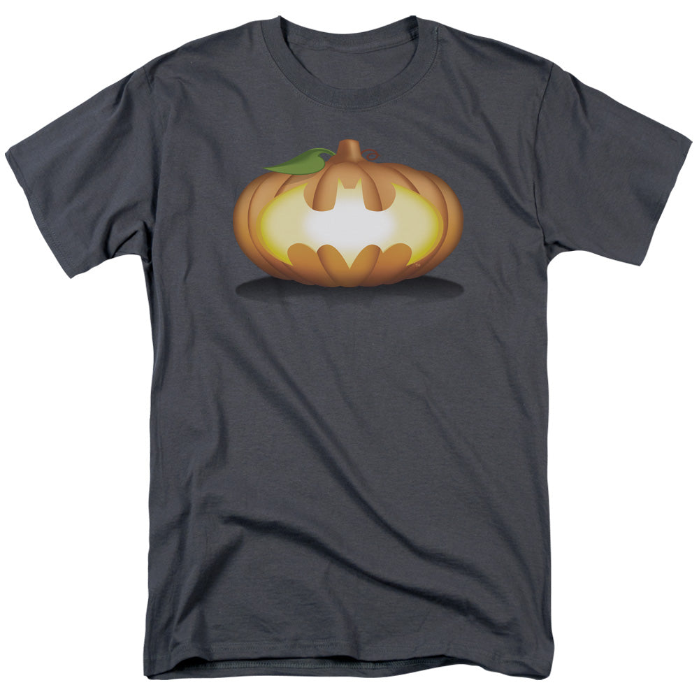 AN OFFCIALLY LICENSED BATMAN BAT PUMPKIN LOGO MEN'S REGULAR FIT T-SHIRT CHARCOAL