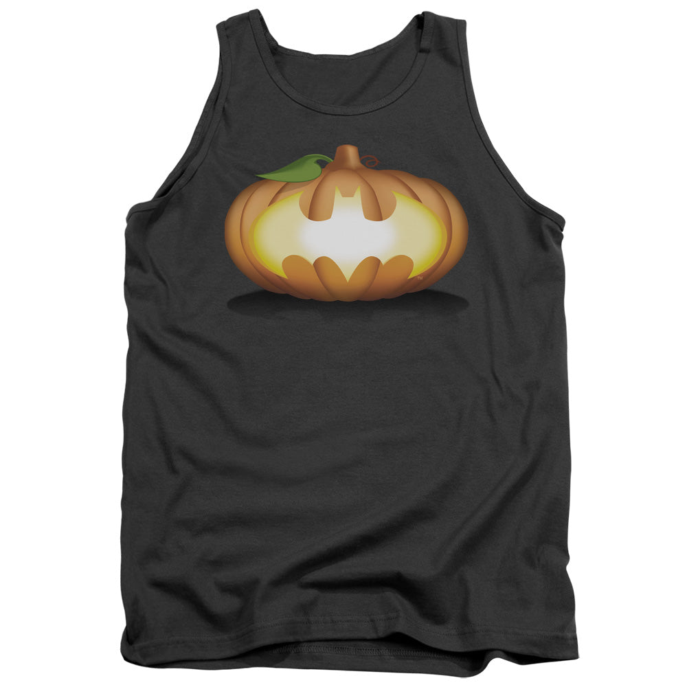 AN OFFCIALLY LICENSED BATMAN BAT PUMPKIN LOGO ADULT UNISEX TANK TOP CHARCOAL