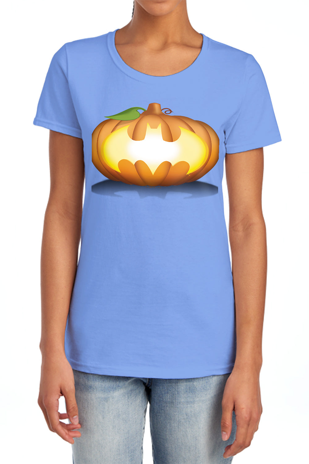 AN OFFCIALLY LICENSED BATMAN BAT PUMPKIN LOGO WOMEN'S REGULAR FIT T-SHIRT CHARCOAL