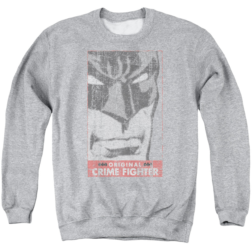 AN OFFCIALLY LICENSED BATMAN ORGINAL CRIME FIGHTER ADULT UNISEX CREWNECK SWEATSHIRT ATHLETIC HEATHER