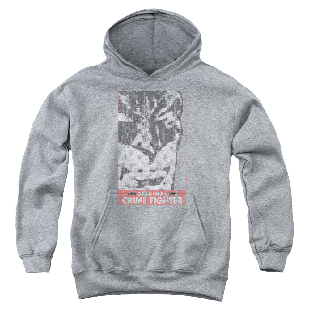 AN OFFCIALLY LICENSED BATMAN ORGINAL CRIME FIGHTER YOUTH HOODIE ATHLETIC HEATHER