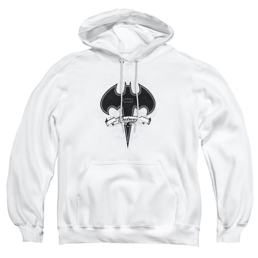 AN OFFCIALLY LICENSED BATMAN GOTHIC GOTHAM ADULT UNISEX PULLOVER HOODIE WHITE
