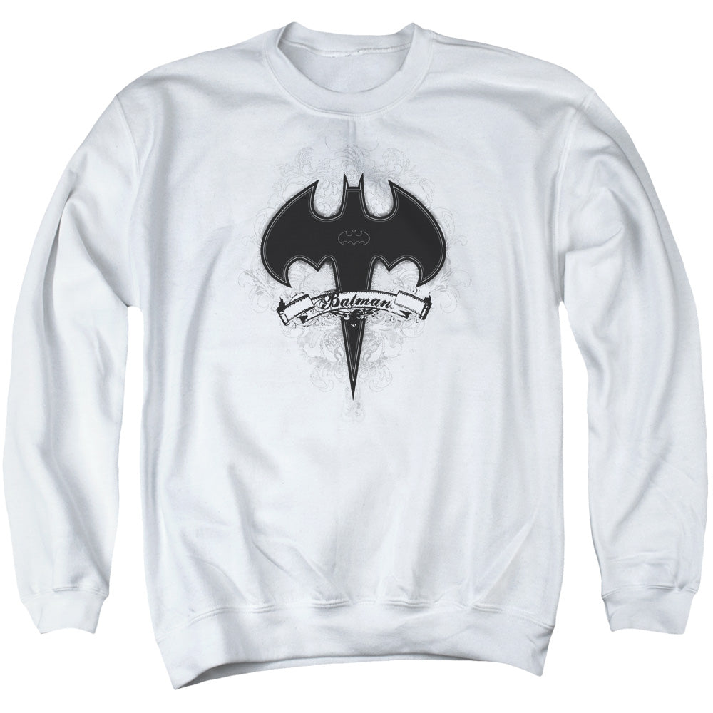 AN OFFCIALLY LICENSED BATMAN GOTHIC GOTHAM ADULT UNISEX CREWNECK SWEATSHIRT WHITE