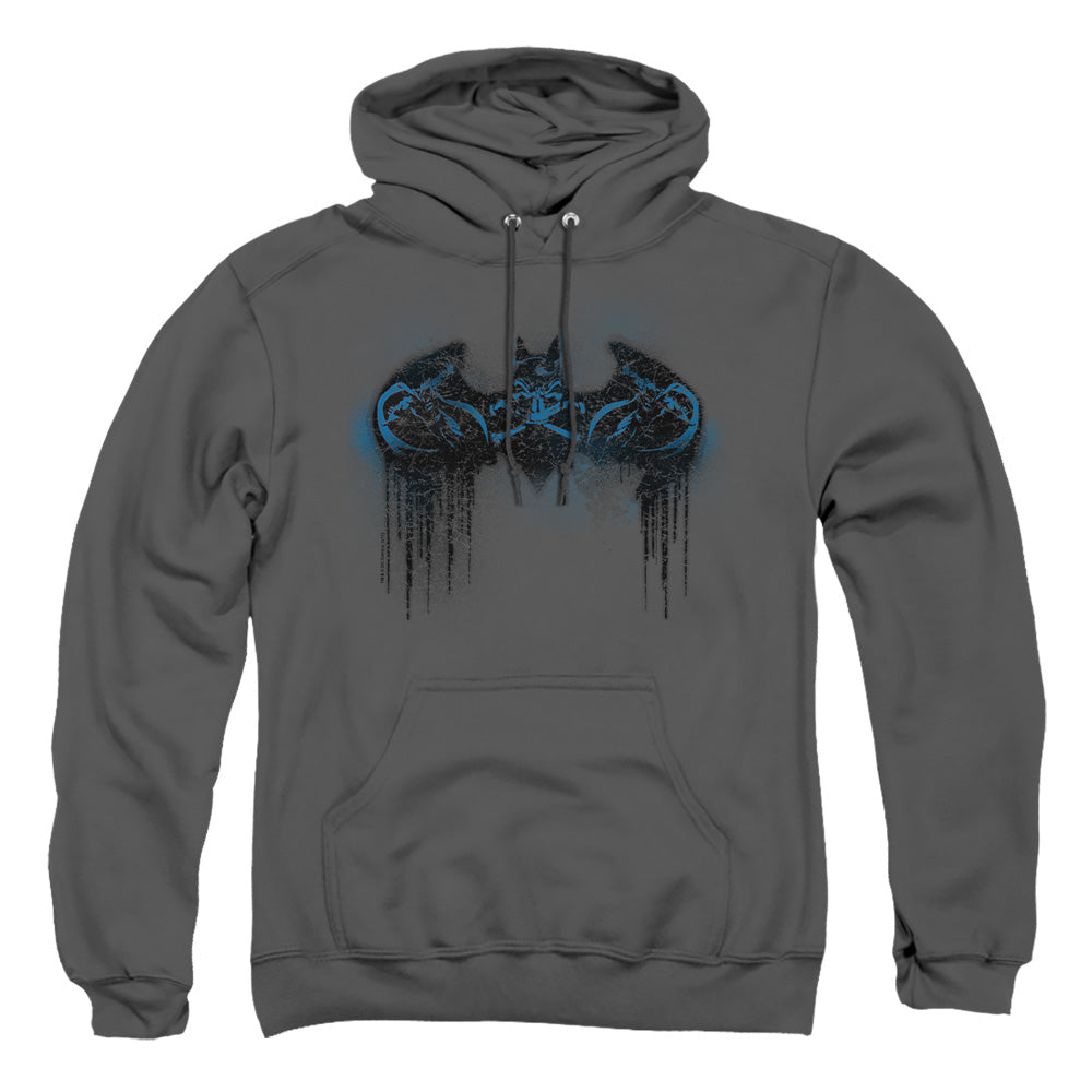 AN OFFCIALLY LICENSED BATMAN RUN AWAY ADULT UNISEX PULLOVER HOODIE CHARCOAL