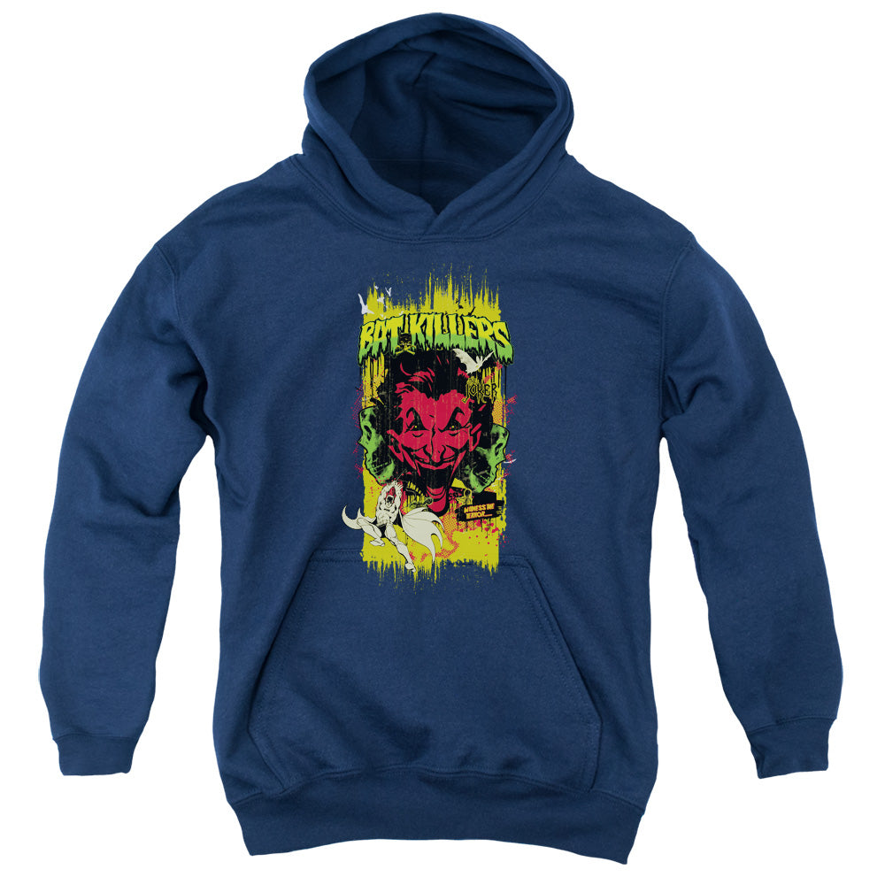 AN OFFCIALLY LICENSED BATMAN BAT KILLERS 2 YOUTH HOODIE NAVY
