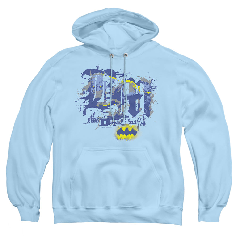 AN OFFCIALLY LICENSED BATMAN HE SEES ALL ADULT UNISEX PULLOVER HOODIE LIGHT BLUE