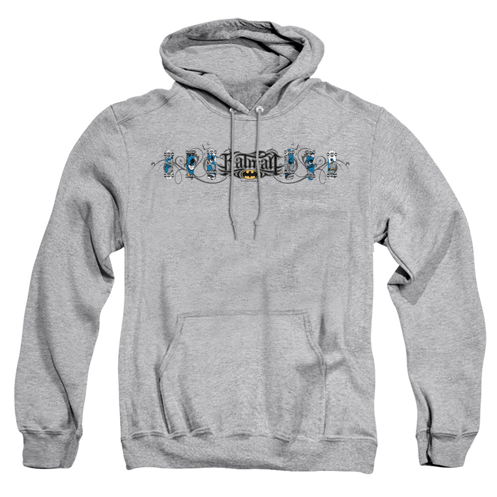 AN OFFCIALLY LICENSED BATMAN SKATEBOARD BATS ADULT UNISEX PULLOVER HOODIE ATHLETIC HEATHER