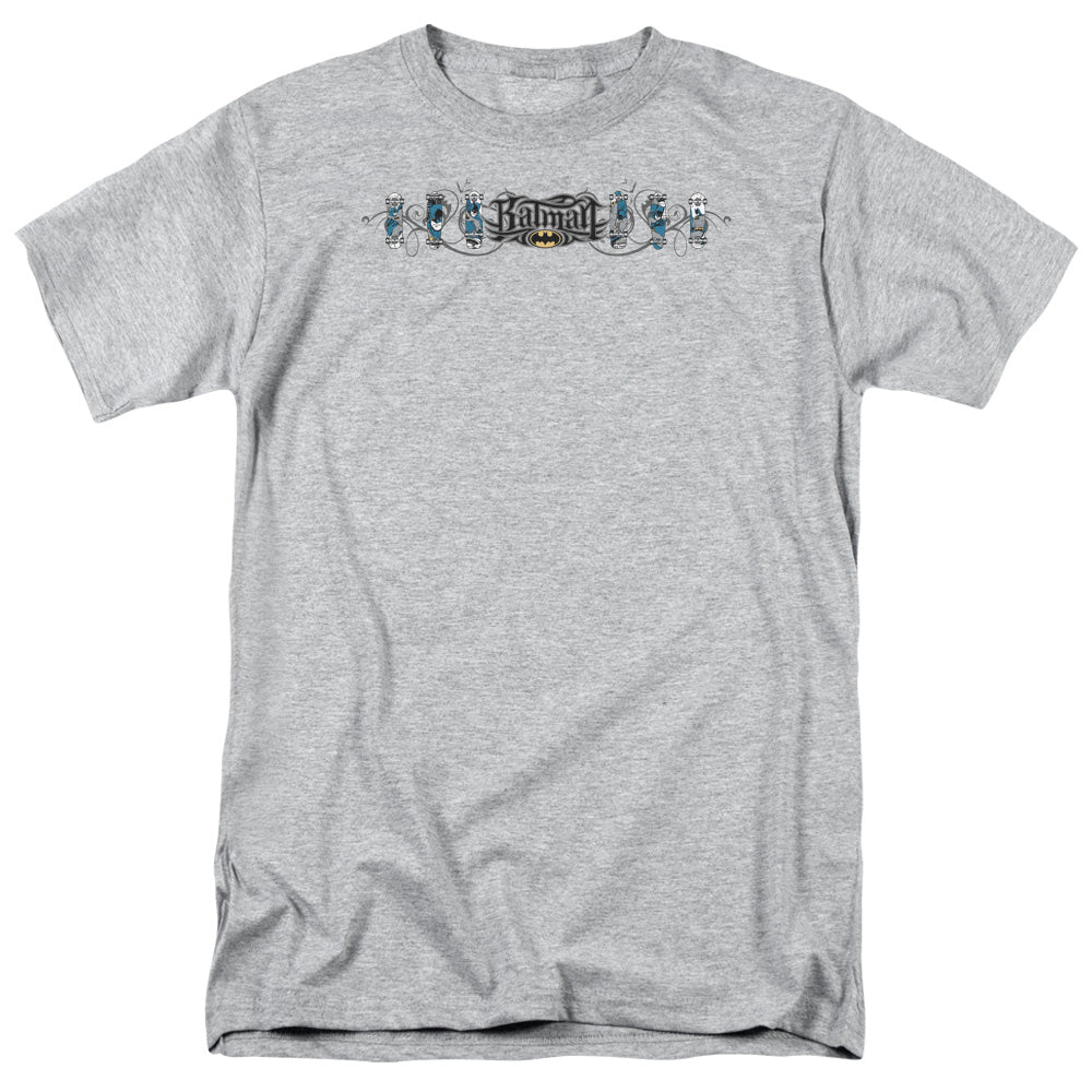 AN OFFCIALLY LICENSED BATMAN SKATEBOARD BATS MEN'S REGULAR FIT T-SHIRT ATHLETIC HEATHER