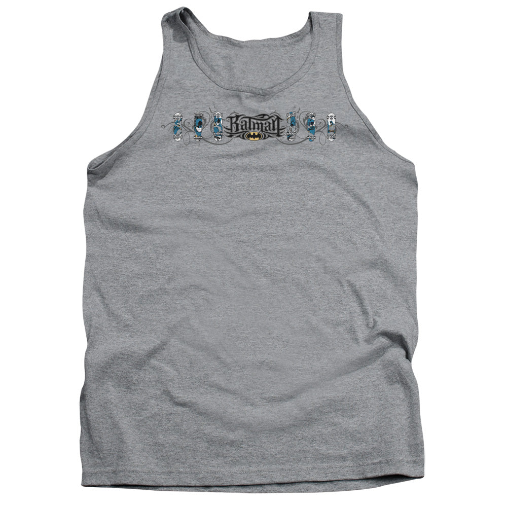 AN OFFCIALLY LICENSED BATMAN SKATEBOARD BATS ADULT UNISEX TANK TOP ATHLETIC HEATHER