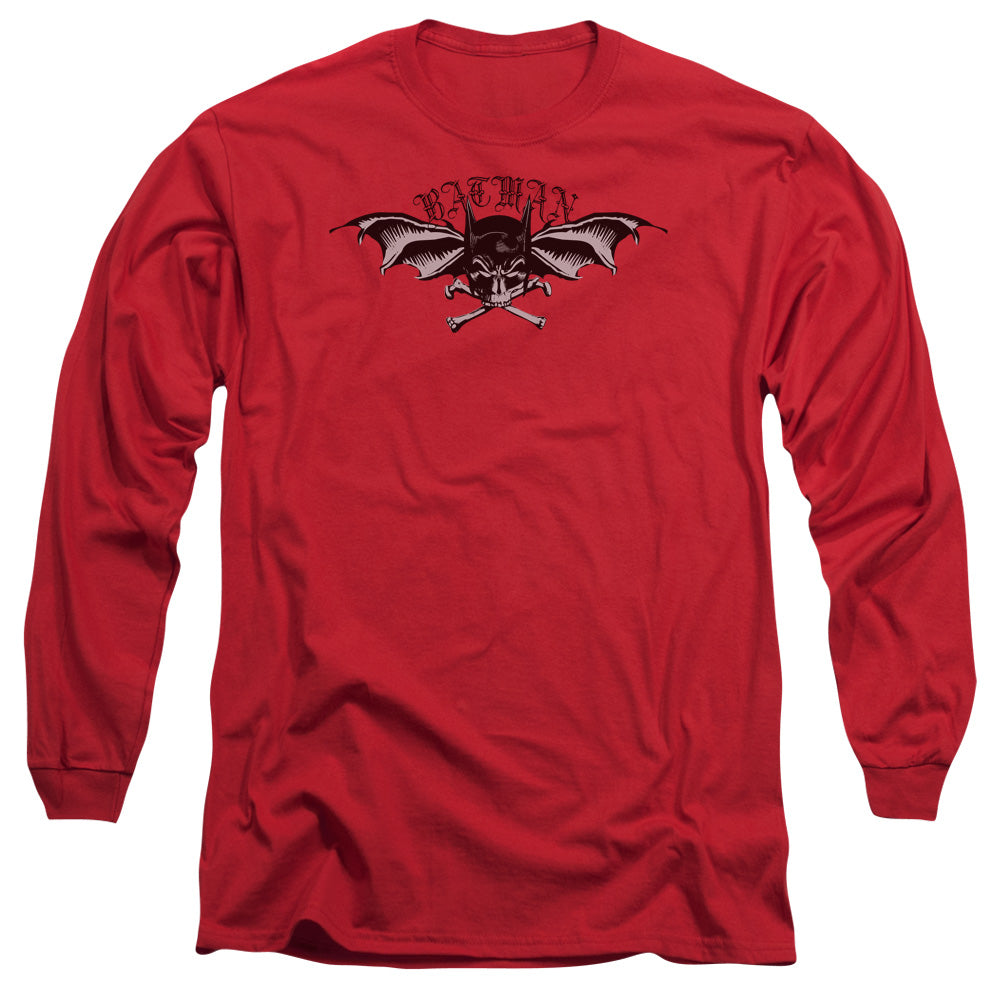 AN OFFCIALLY LICENSED BATMAN WINGS OF WRATH MEN'S LONG SLEEVE T-SHIRT RED