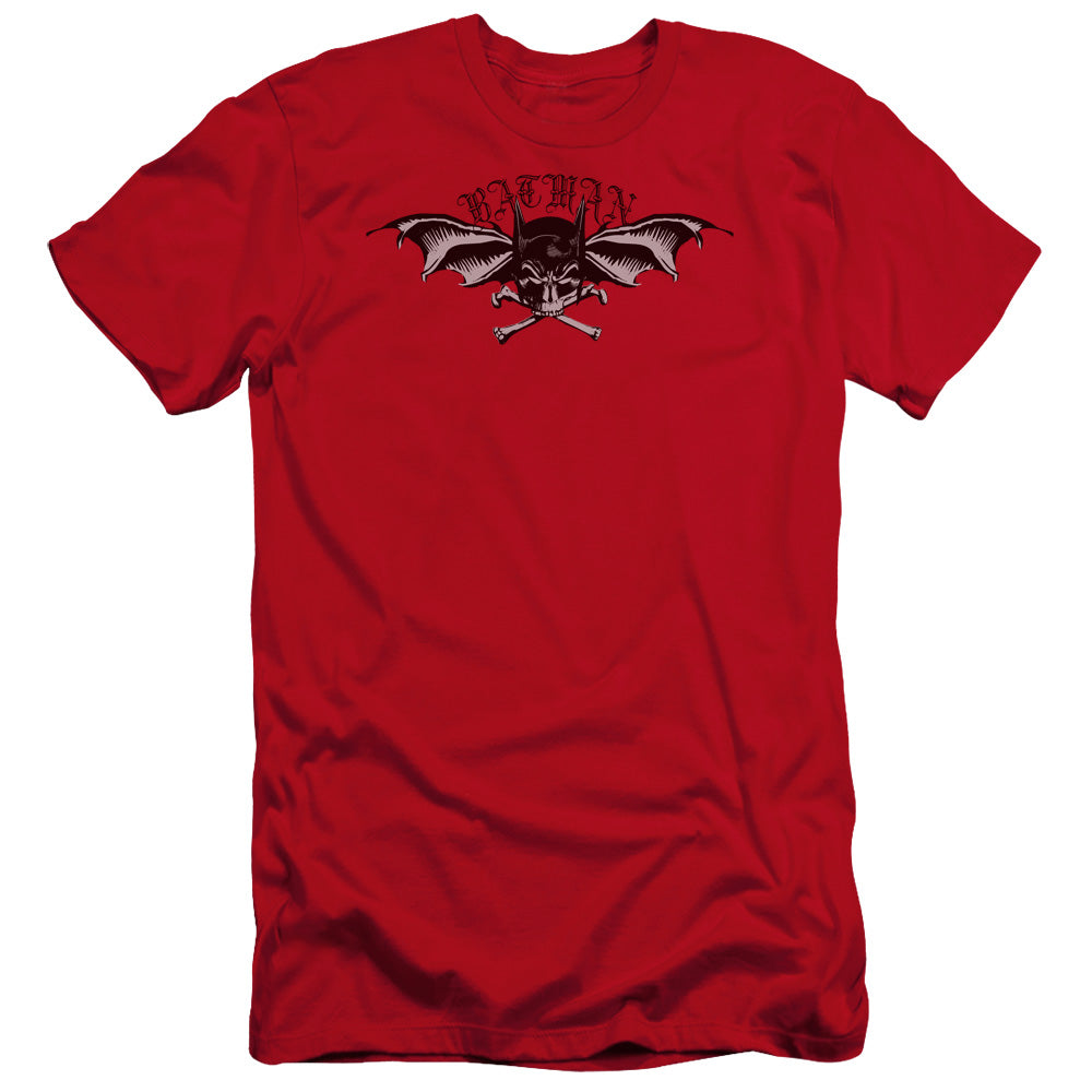AN OFFCIALLY LICENSED BATMAN WINGS OF WRATH MEN'S PREMIUM SLIM FIT T-SHIRT RED