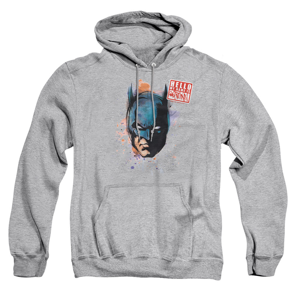 AN OFFCIALLY LICENSED BATMAN HELLO ADULT UNISEX PULLOVER HOODIE ATHLETIC HEATHER