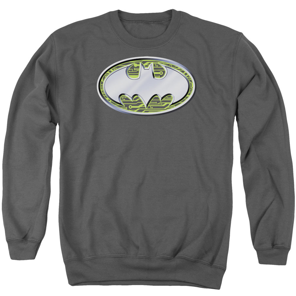 AN OFFCIALLY LICENSED BATMAN CIRCUITS LOGO ADULT UNISEX CREWNECK SWEATSHIRT CHARCOAL