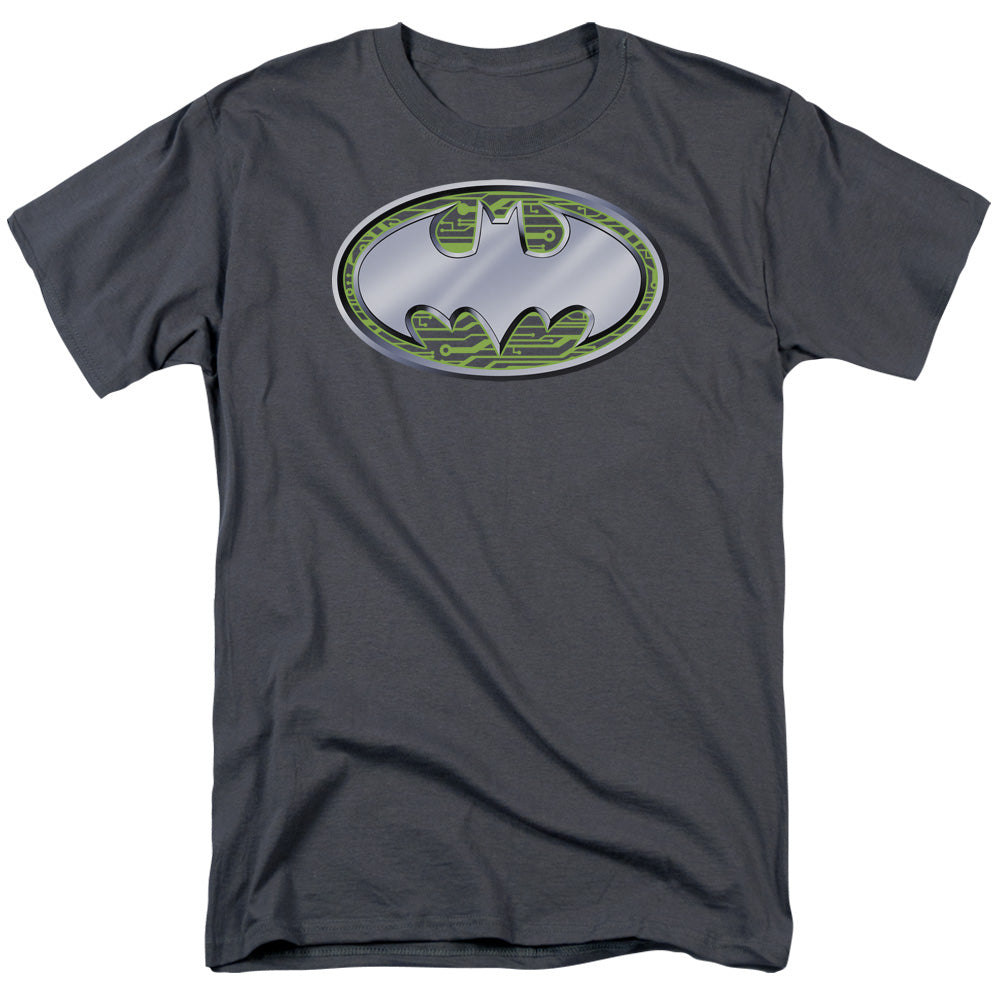 AN OFFCIALLY LICENSED BATMAN CIRCUITS LOGO MEN'S REGULAR FIT T-SHIRT CHARCOAL