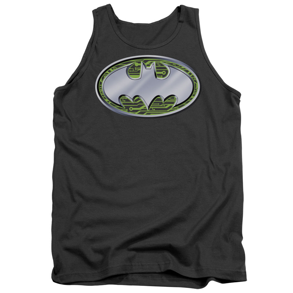 AN OFFCIALLY LICENSED BATMAN CIRCUITS LOGO ADULT UNISEX TANK TOP CHARCOAL