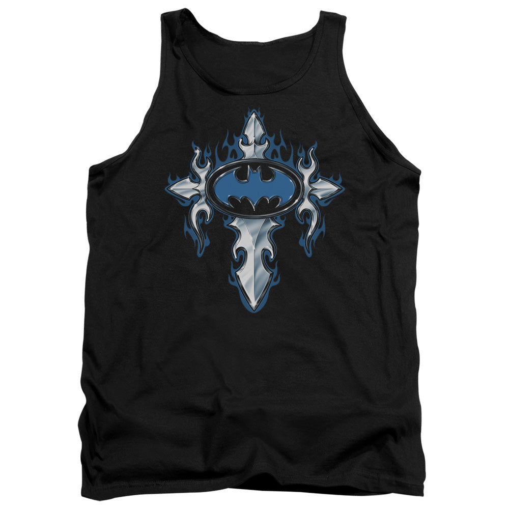 AN OFFCIALLY LICENSED BATMAN GOTHIC STEEL LOGO ADULT UNISEX TANK TOP BLACK
