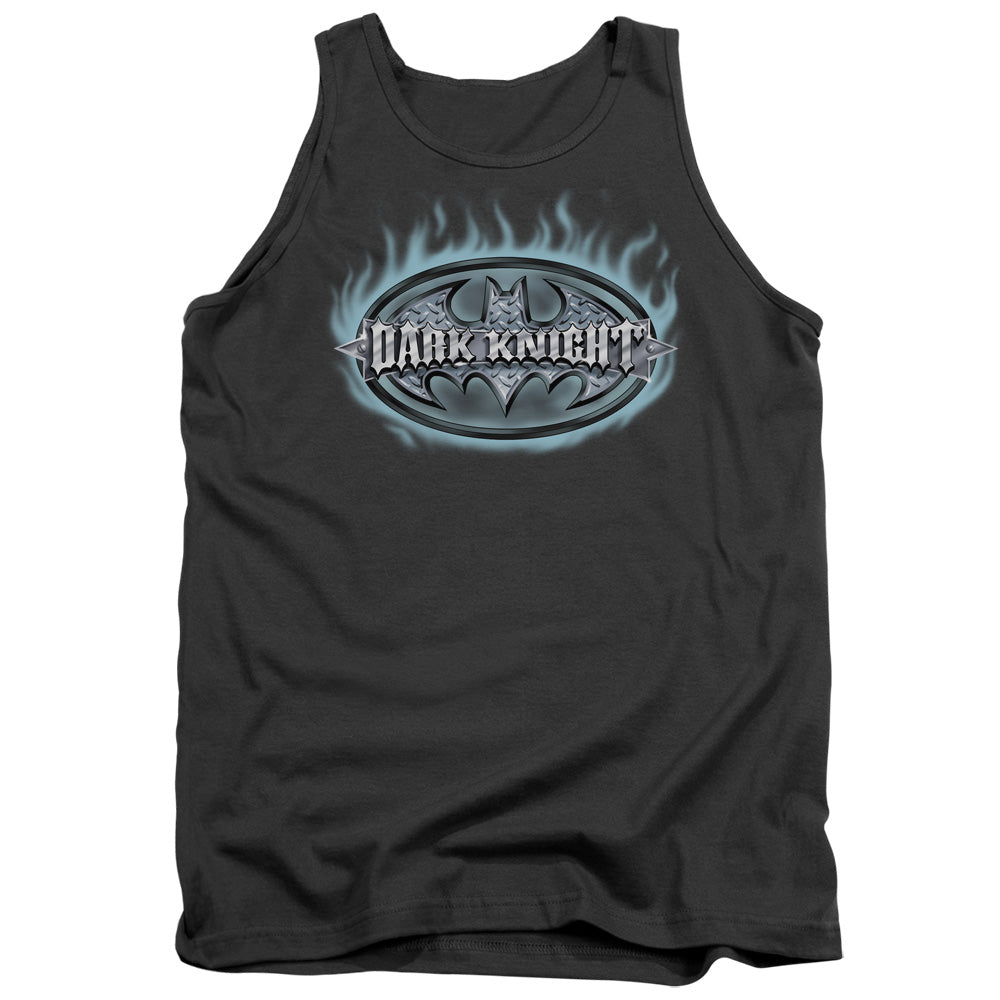 AN OFFCIALLY LICENSED BATMAN DARK KNIGHT STEEL SHIELD ADULT UNISEX TANK TOP CHARCOAL
