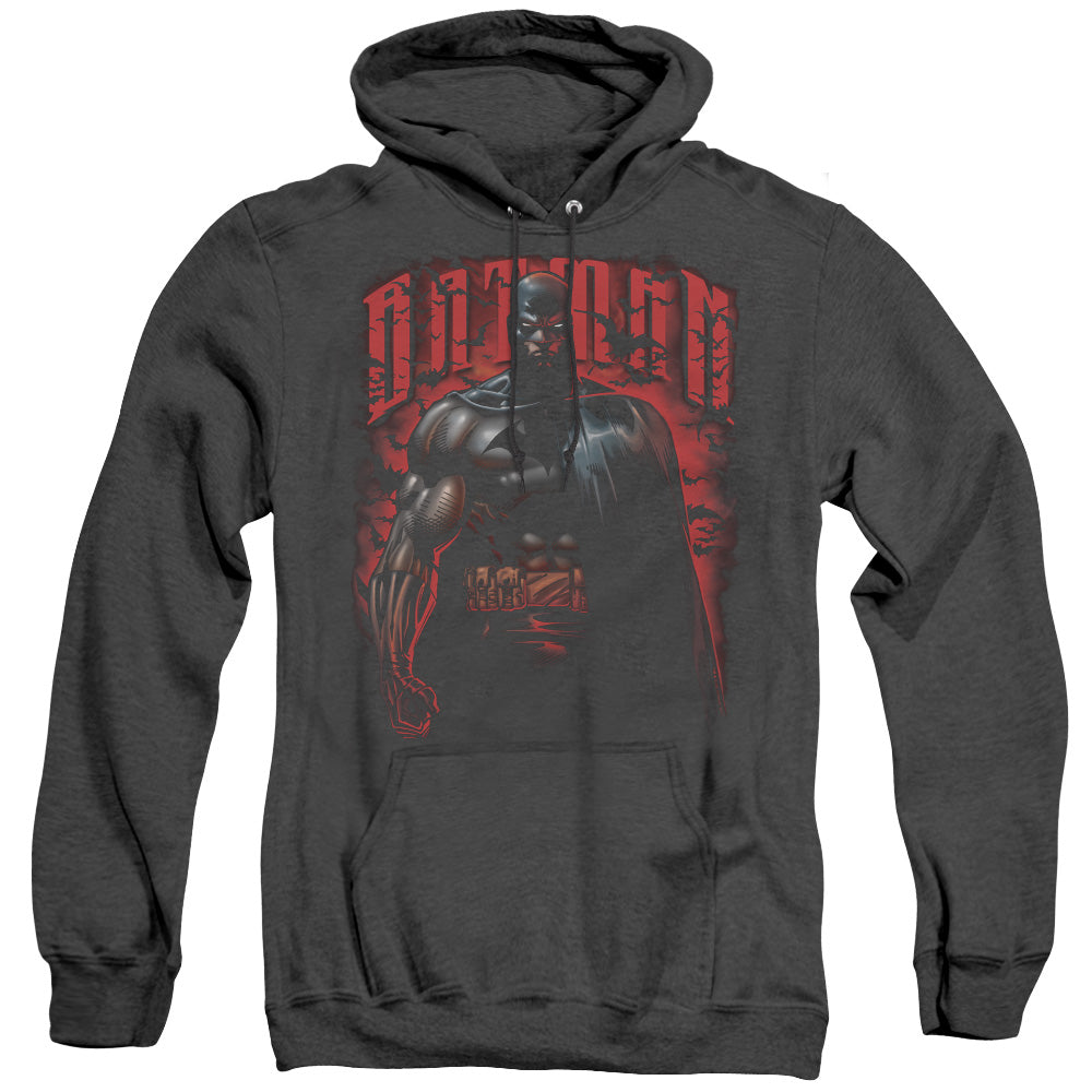 AN OFFCIALLY LICENSED BATMAN RED KNIGHT ADULT UNISEX HEATHER PULLOVER HOODIE BLACK