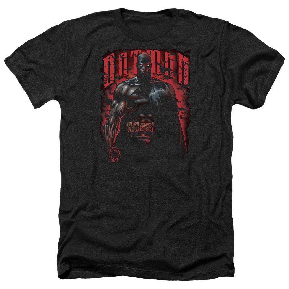 AN OFFCIALLY LICENSED BATMAN RED KNIGHT MEN'S HEATHER T-SHIRT CHARCOAL