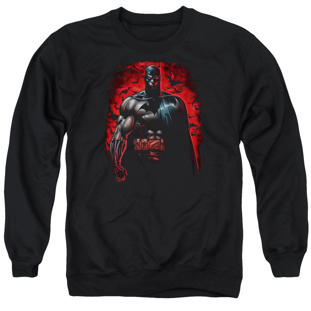 AN OFFCIALLY LICENSED BATMAN RED KNIGHT ADULT UNISEX CREWNECK SWEATSHIRT BLACK