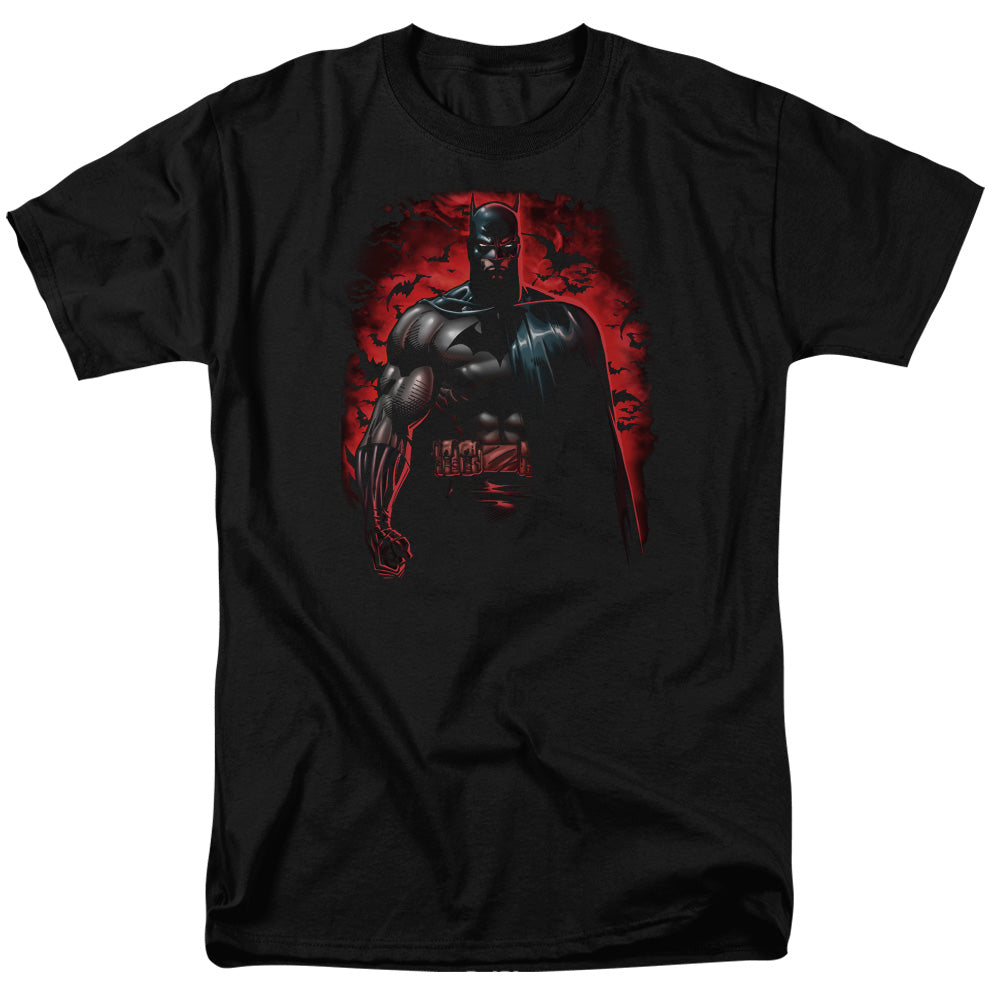 AN OFFCIALLY LICENSED BATMAN RED KNIGHT MEN'S REGULAR FIT T-SHIRT BLACK