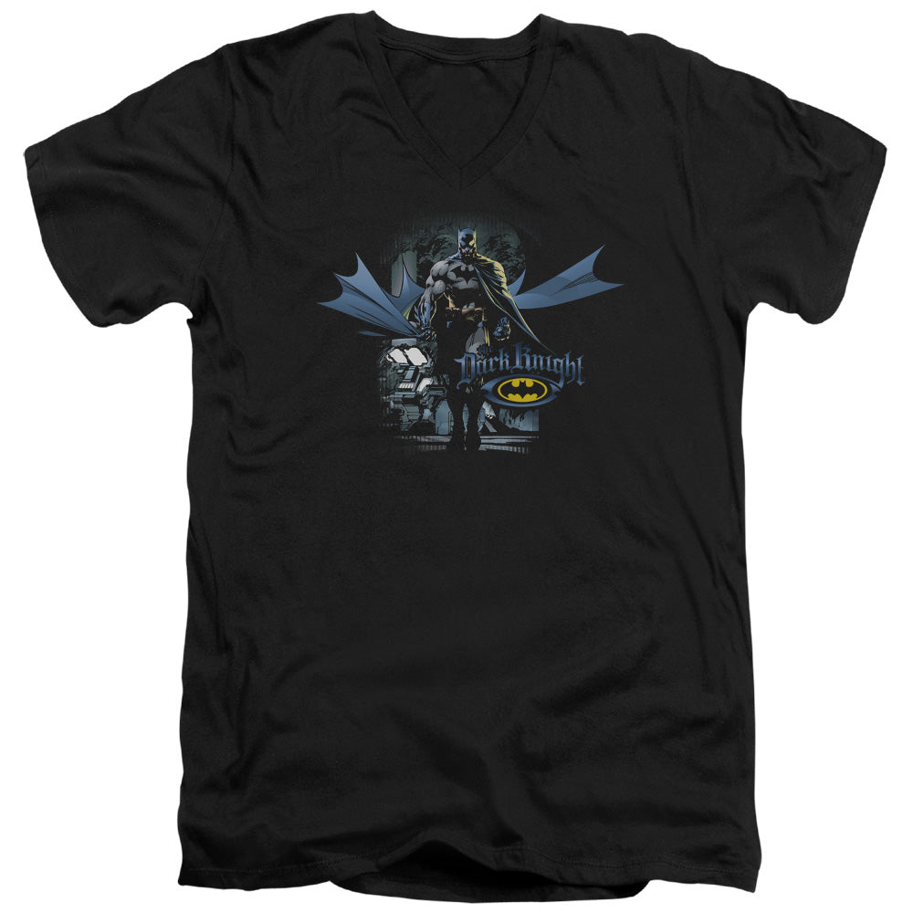 AN OFFCIALLY LICENSED BATMAN FROM THE DEPTHS MEN'S V-NECK T-SHIRT BLACK