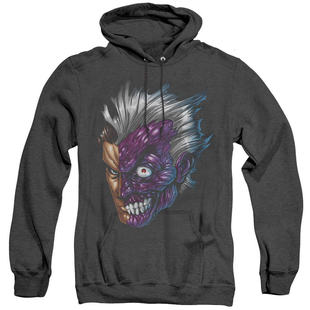 AN OFFCIALLY LICENSED BATMAN JUST FACE ADULT UNISEX HEATHER PULLOVER HOODIE BLACK