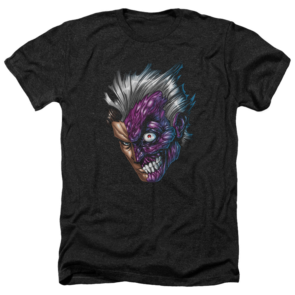 AN OFFCIALLY LICENSED BATMAN JUST FACE MEN'S HEATHER T-SHIRT CHARCOAL