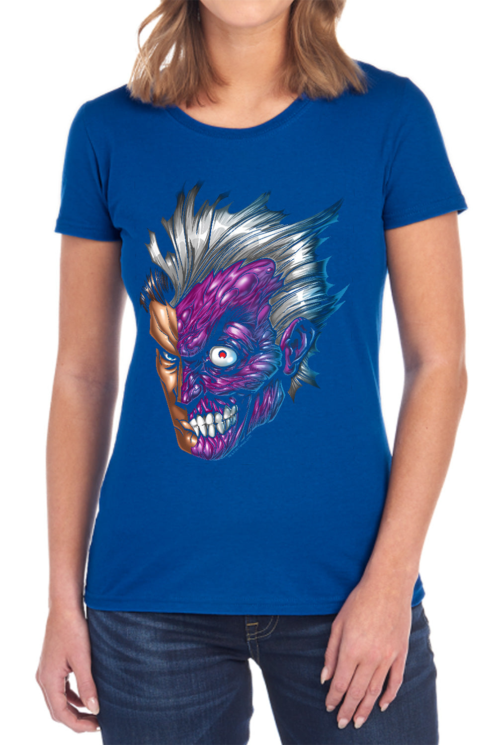 AN OFFCIALLY LICENSED BATMAN JUST FACE WOMEN'S REGULAR FIT T-SHIRT BLACK
