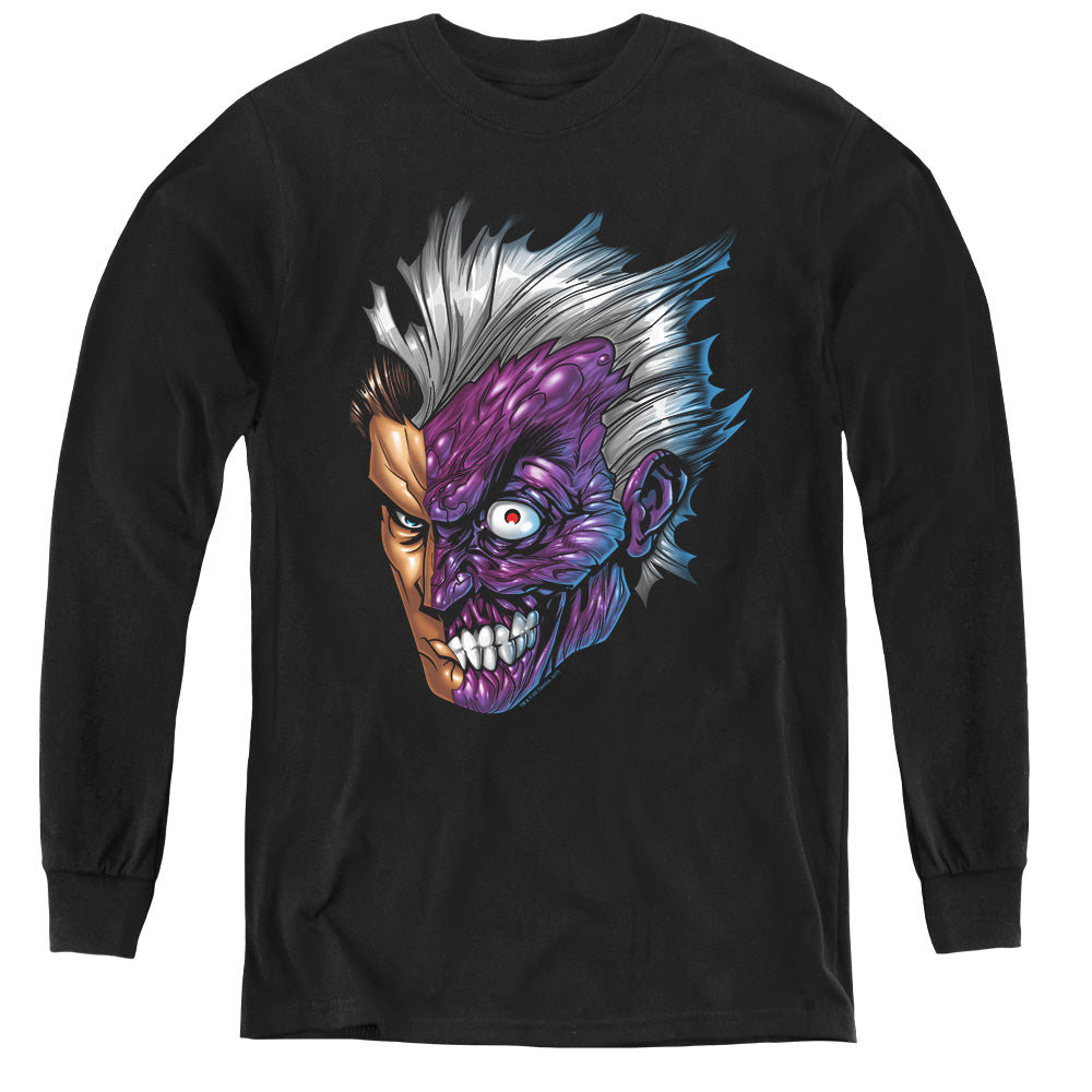 AN OFFCIALLY LICENSED BATMAN JUST FACE YOUTH LONG SLEEVE T-SHIRT BLACK