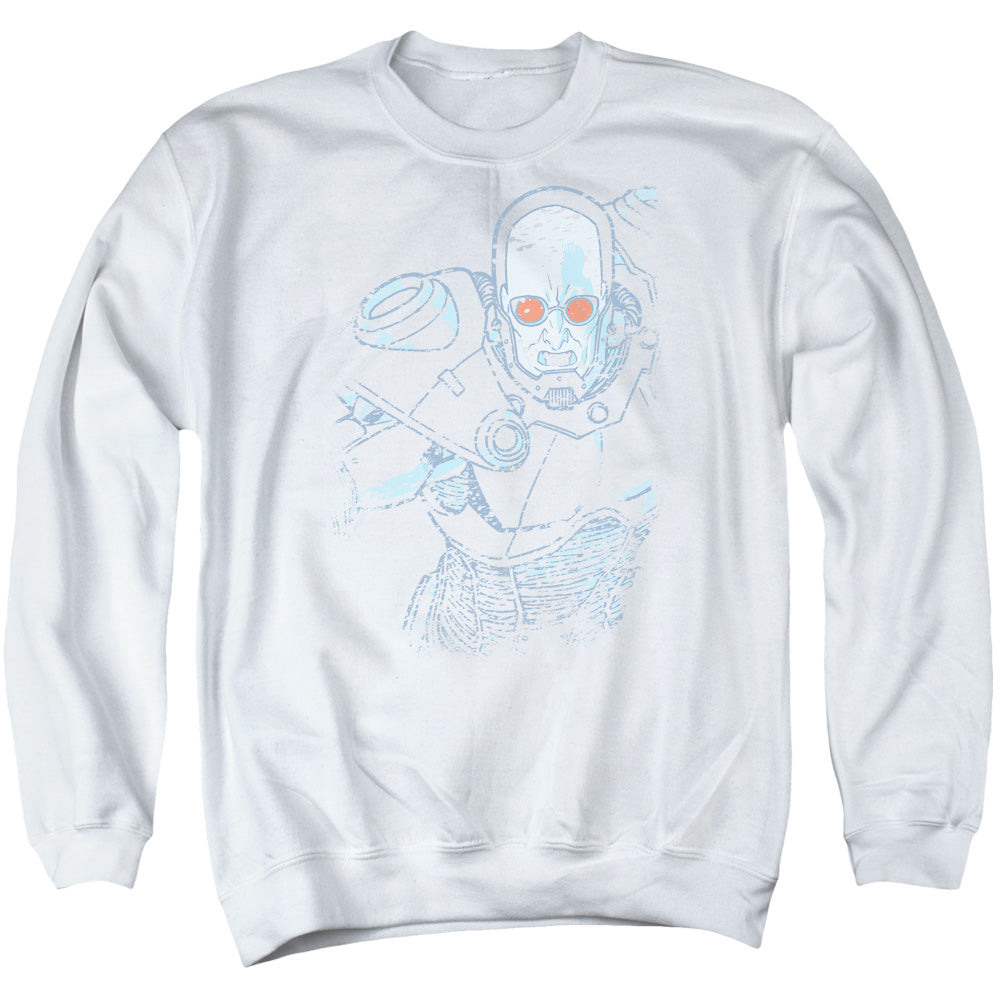 AN OFFCIALLY LICENSED BATMAN SNOWBLIND FREEZE ADULT UNISEX CREWNECK SWEATSHIRT WHITE