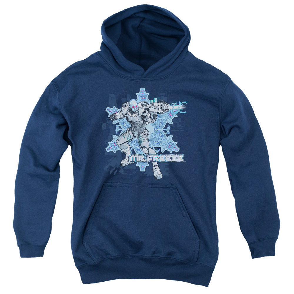 AN OFFCIALLY LICENSED BATMAN MR FREEZE YOUTH HOODIE NAVY