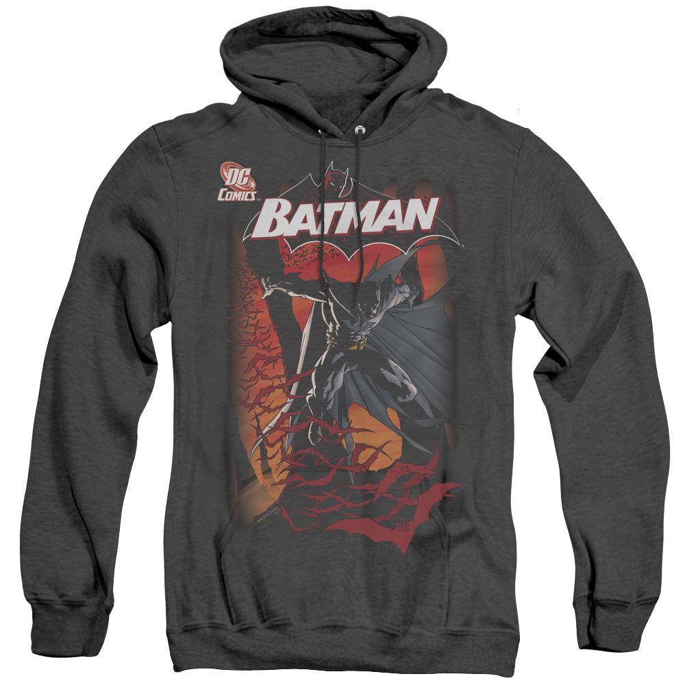 AN OFFCIALLY LICENSED BATMAN #655 COVER ADULT UNISEX HEATHER PULLOVER HOODIE BLACK