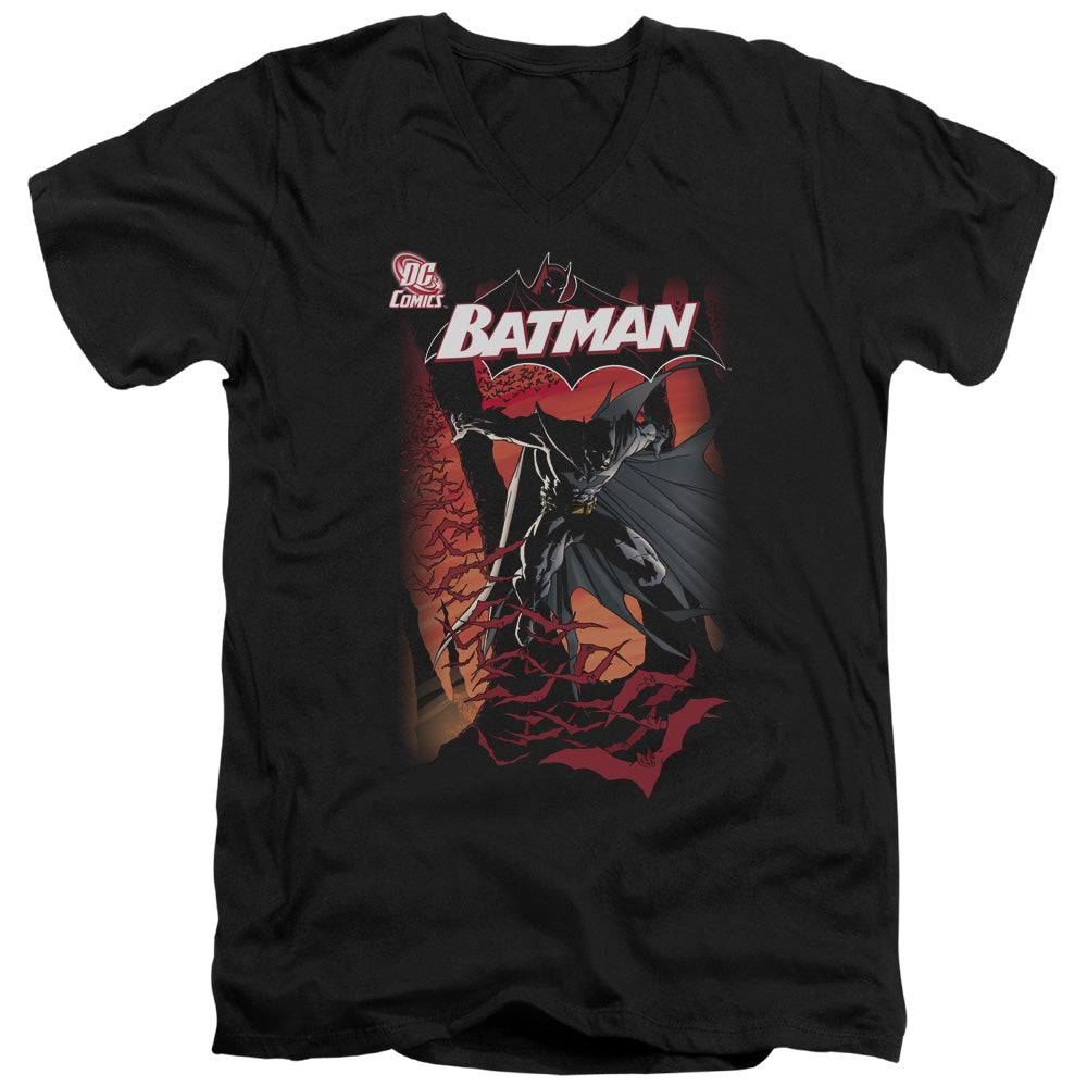 AN OFFCIALLY LICENSED BATMAN #655 COVER MEN'S V-NECK T-SHIRT BLACK