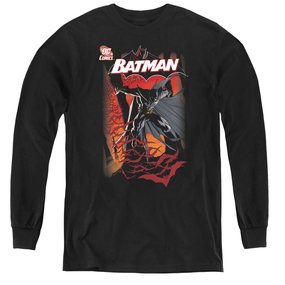 AN OFFCIALLY LICENSED BATMAN #655 COVER YOUTH LONG SLEEVE T-SHIRT BLACK