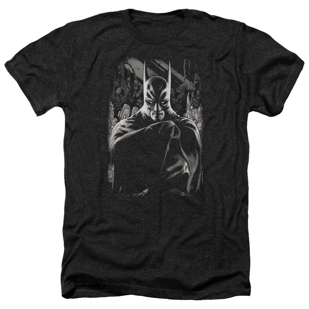 AN OFFCIALLY LICENSED BATMAN DETECTIVE 821 COVER MEN'S HEATHER T-SHIRT CHARCOAL
