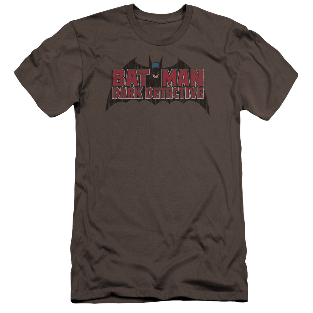 AN OFFCIALLY LICENSED BATMAN DARK DETECTIVE MEN'S PREMIUM SLIM FIT T-SHIRT CHARCOAL