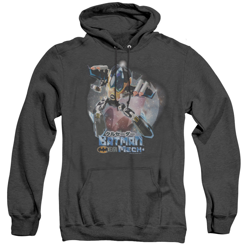 AN OFFCIALLY LICENSED BATMAN BATMAN MECH ADULT UNISEX HEATHER PULLOVER HOODIE BLACK