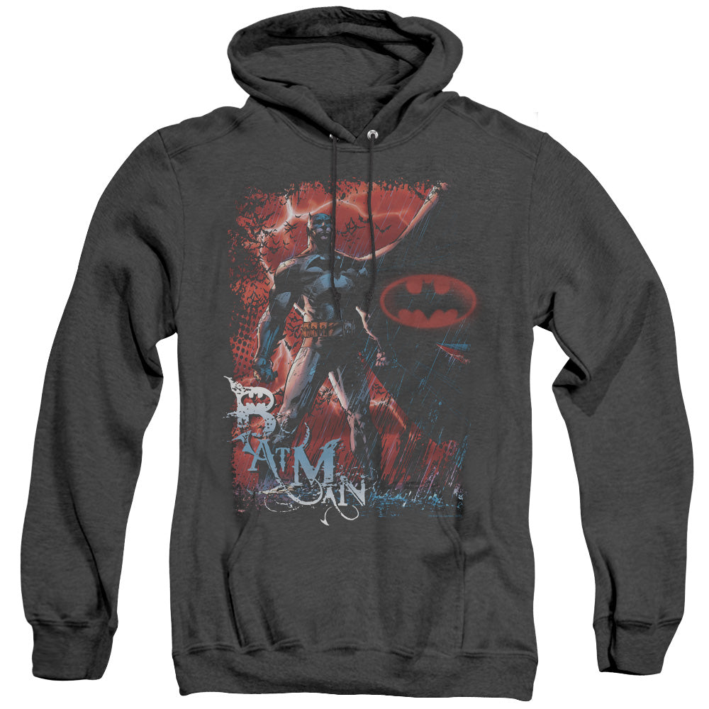 AN OFFCIALLY LICENSED BATMAN GOTHAM REIGN ADULT UNISEX HEATHER PULLOVER HOODIE BLACK