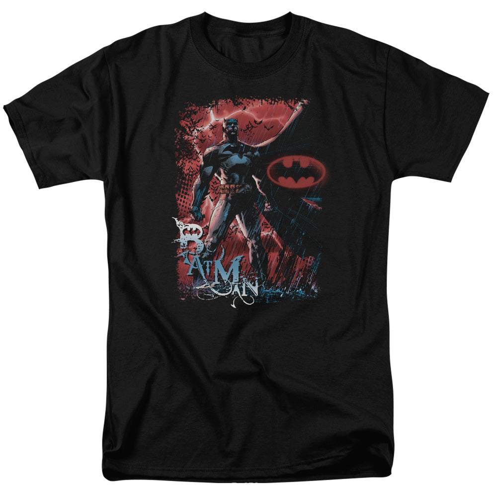 AN OFFCIALLY LICENSED BATMAN GOTHAM REIGN MEN'S REGULAR FIT T-SHIRT BLACK