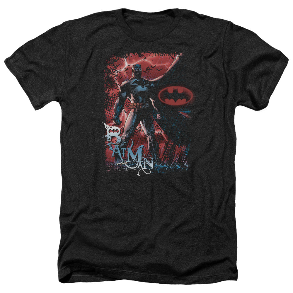 AN OFFCIALLY LICENSED BATMAN GOTHAM REIGN MEN'S HEATHER T-SHIRT CHARCOAL