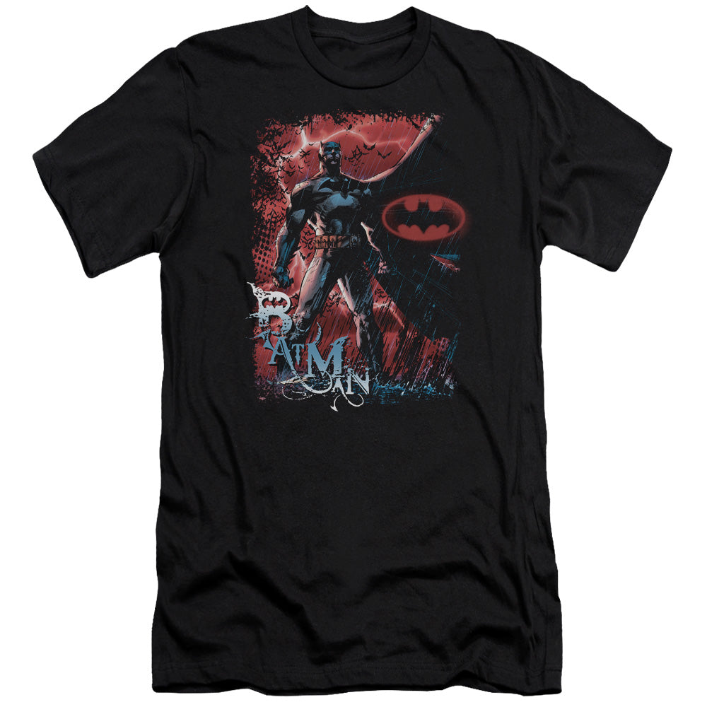AN OFFCIALLY LICENSED BATMAN GOTHAM REIGN MEN'S PREMIUM SLIM FIT T-SHIRT BLACK