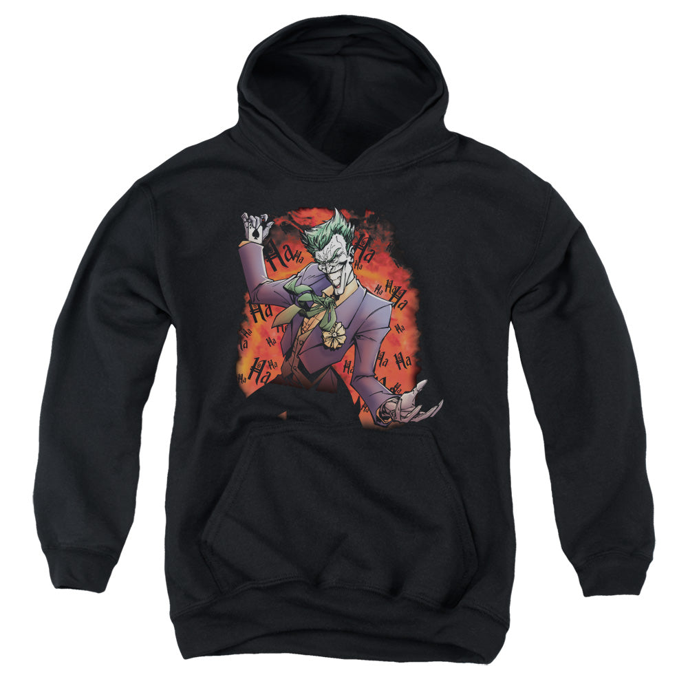 AN OFFCIALLY LICENSED BATMAN JOKERS AVE YOUTH HOODIE BLACK
