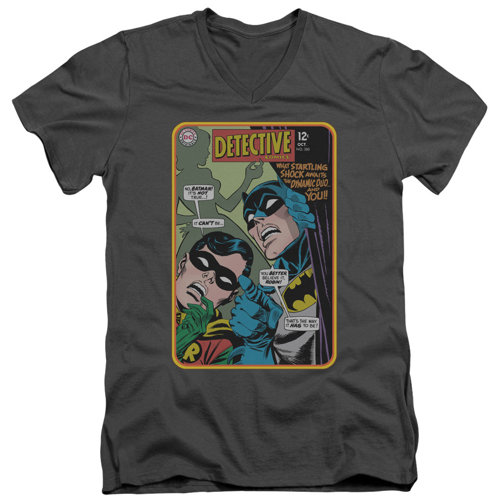 AN OFFCIALLY LICENSED BATMAN DETECTIVE #380 MEN'S V-NECK T-SHIRT CHARCOAL