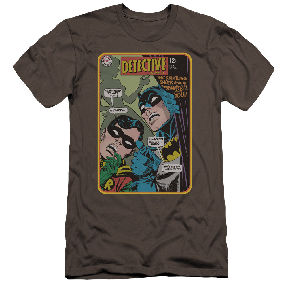 AN OFFCIALLY LICENSED BATMAN DETECTIVE #380 MEN'S PREMIUM SLIM FIT T-SHIRT CHARCOAL