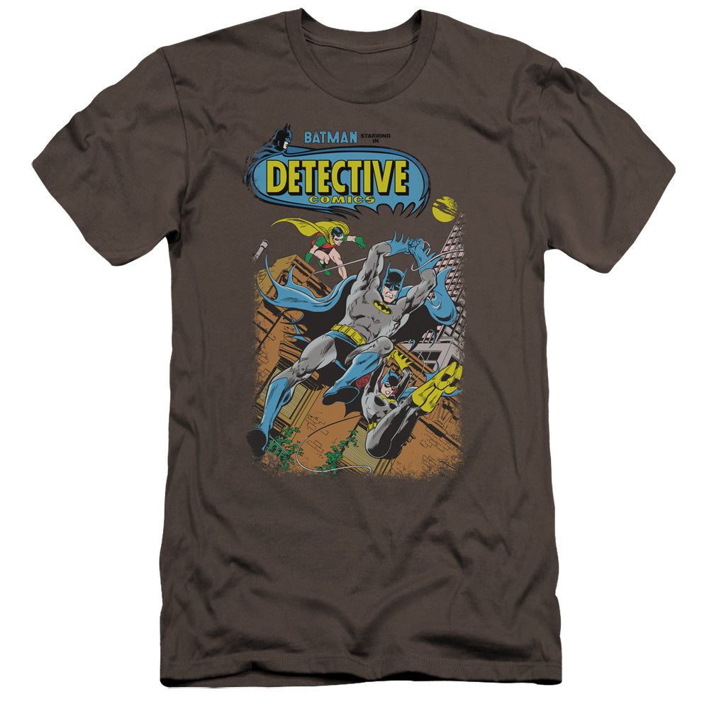 AN OFFCIALLY LICENSED BATMAN DETECTIVE #487 MEN'S PREMIUM SLIM FIT T-SHIRT CHARCOAL
