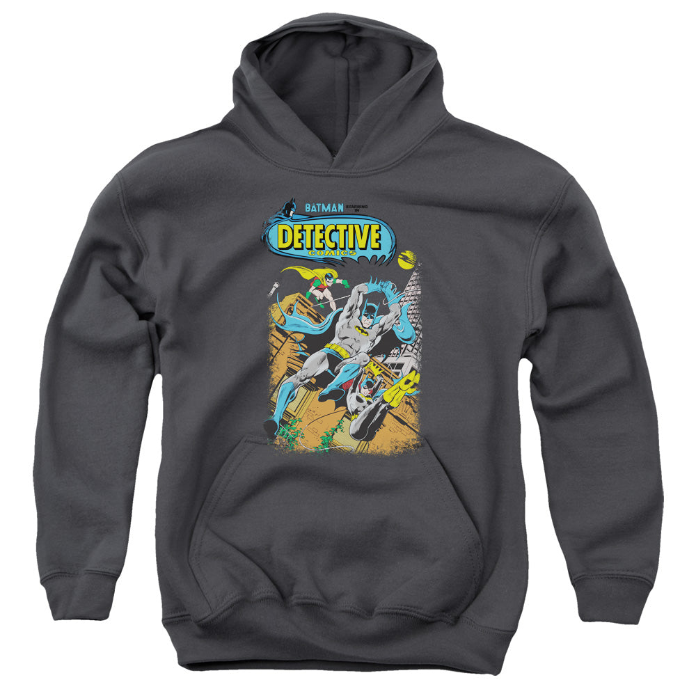 AN OFFCIALLY LICENSED BATMAN DETECTIVE #487 YOUTH HOODIE CHARCOAL
